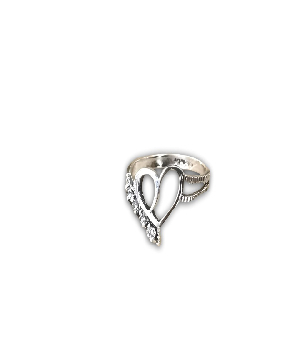 Imagen de Anillo de plata solida con corazon y circonias incutrstadas num 6
