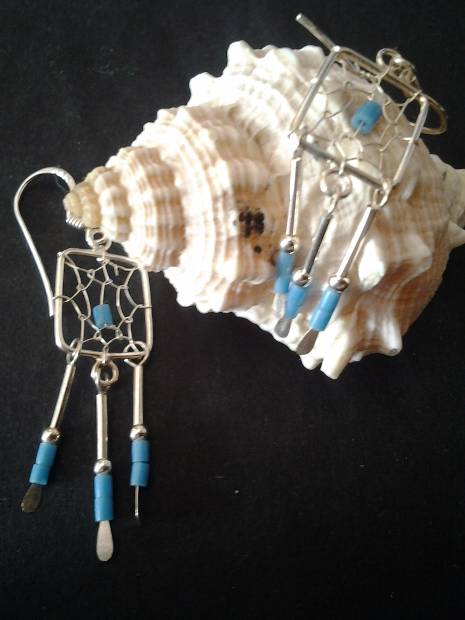 Imagen de Aretes De Plata .925 Con Turquesa Atrapasueños numero 1