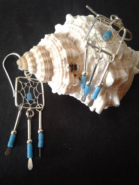 Imagen de Aretes De Plata .925 Con Turquesa Atrapasueños numero 2