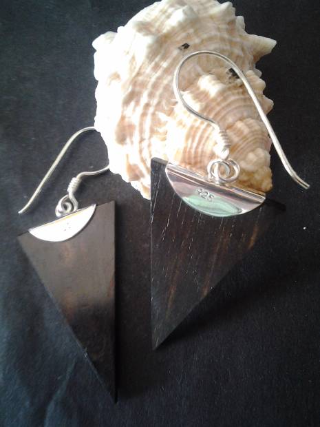 Imagen de Aretes Largos De Plata .925 Y Madera 5.7 Cms numero 2