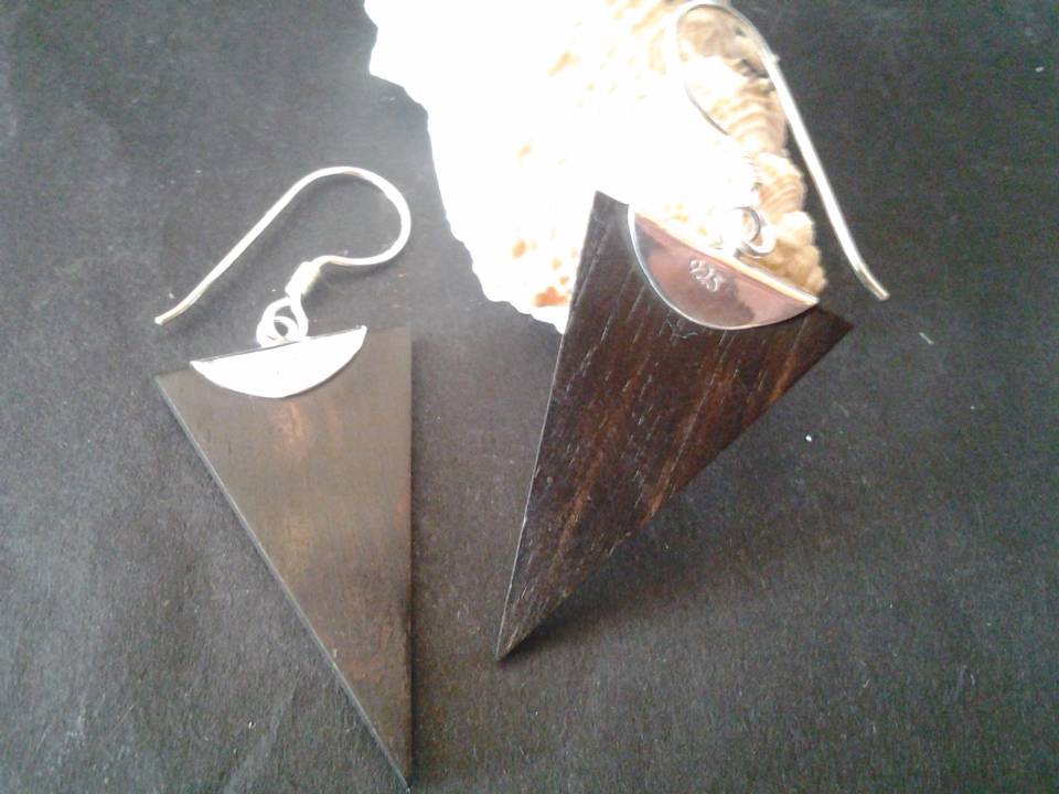 Imagen de Aretes Largos De Plata .925 Y Madera 5.7 Cms numero 3