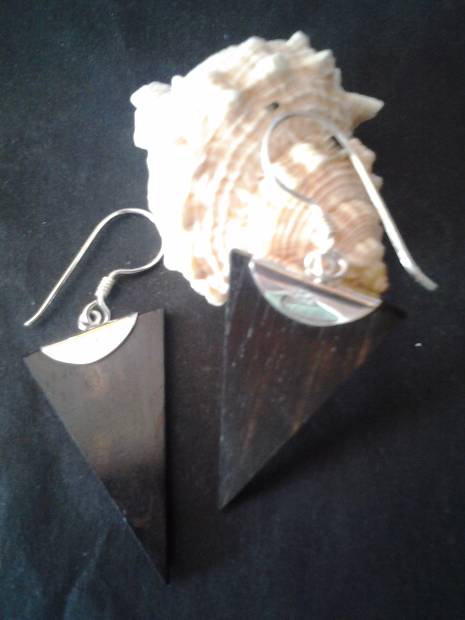 Imagen de Aretes Largos De Plata .925 Y Madera 5.7 Cms numero 1