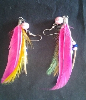 Imagen de Aretes Largos De Plumas Rosas De 12 Cms de Largoa numero 0