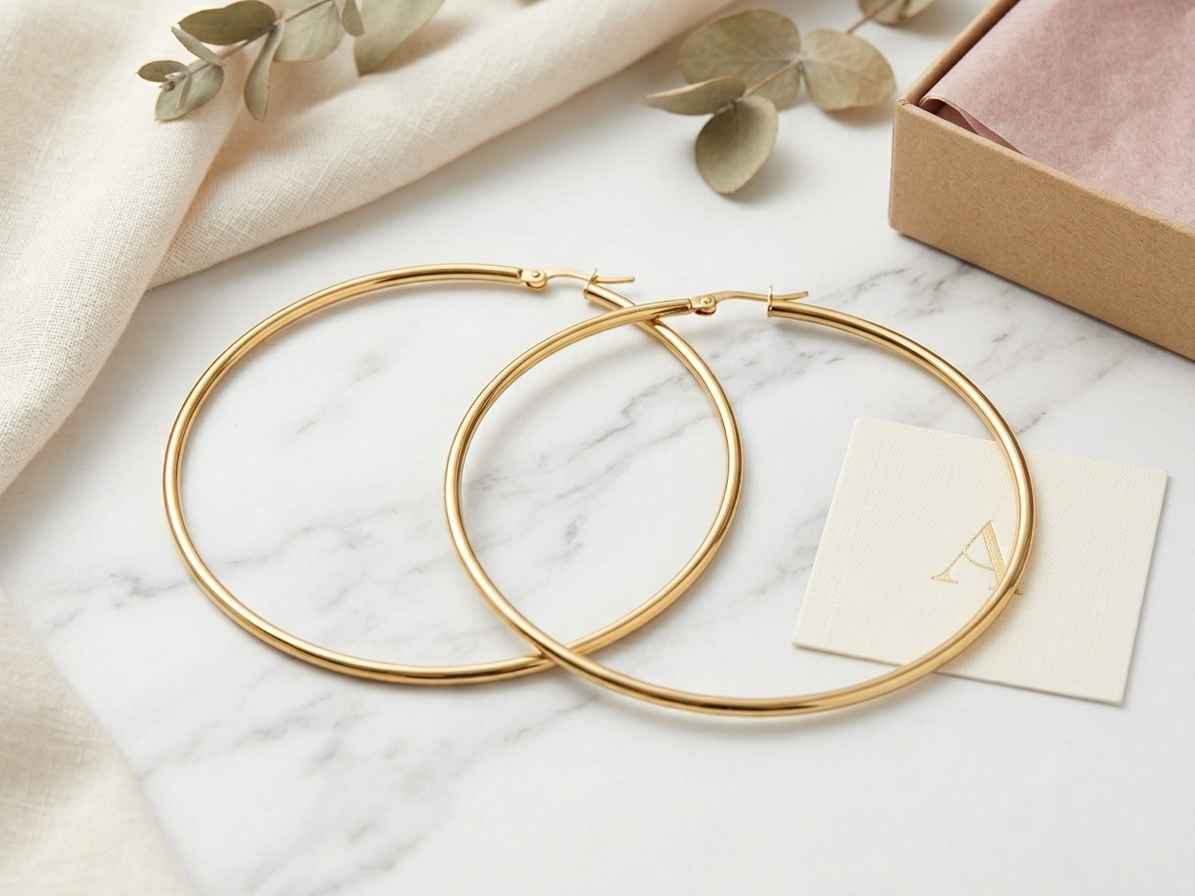 Imagen de Aros Arracadas de Oro Laminado 18K Lisas - 7 cm de Diámetro numero 1