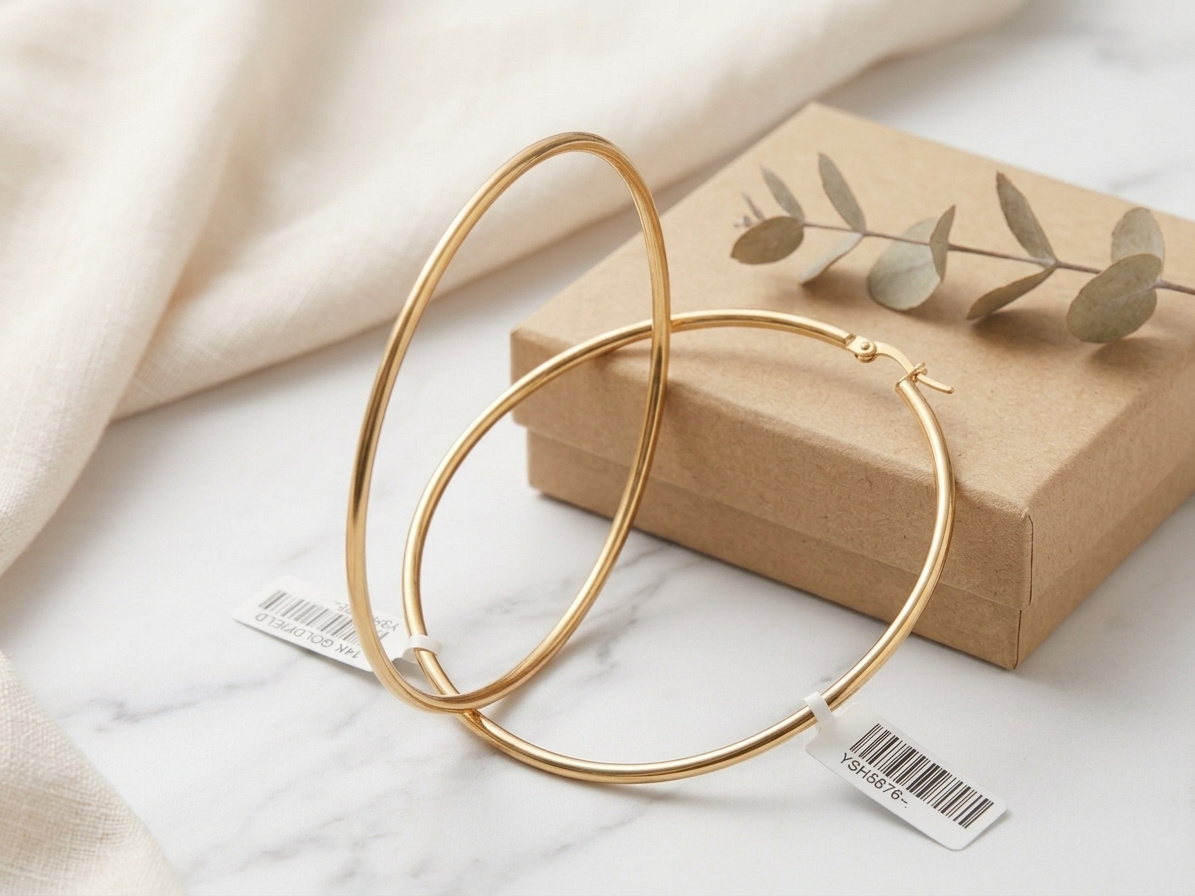 Imagen de Aros Arracadas de Oro Laminado 18K Lisas - 7 cm de Diámetro