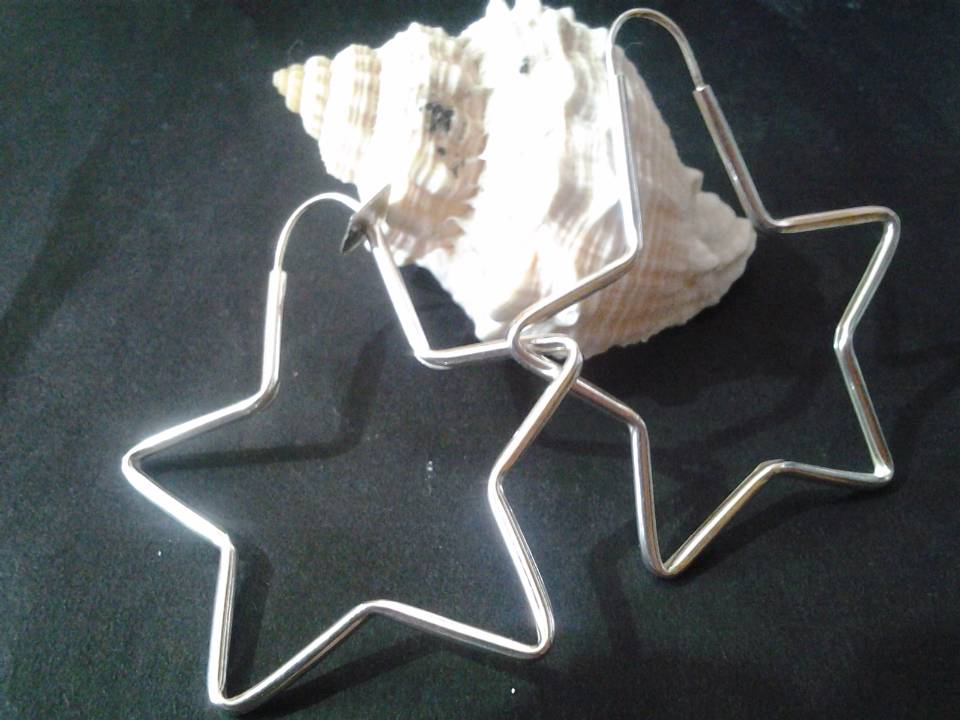 Imagen de Arracadas De Plata .925 Estrella 4.5 Cms Diametro numero 1