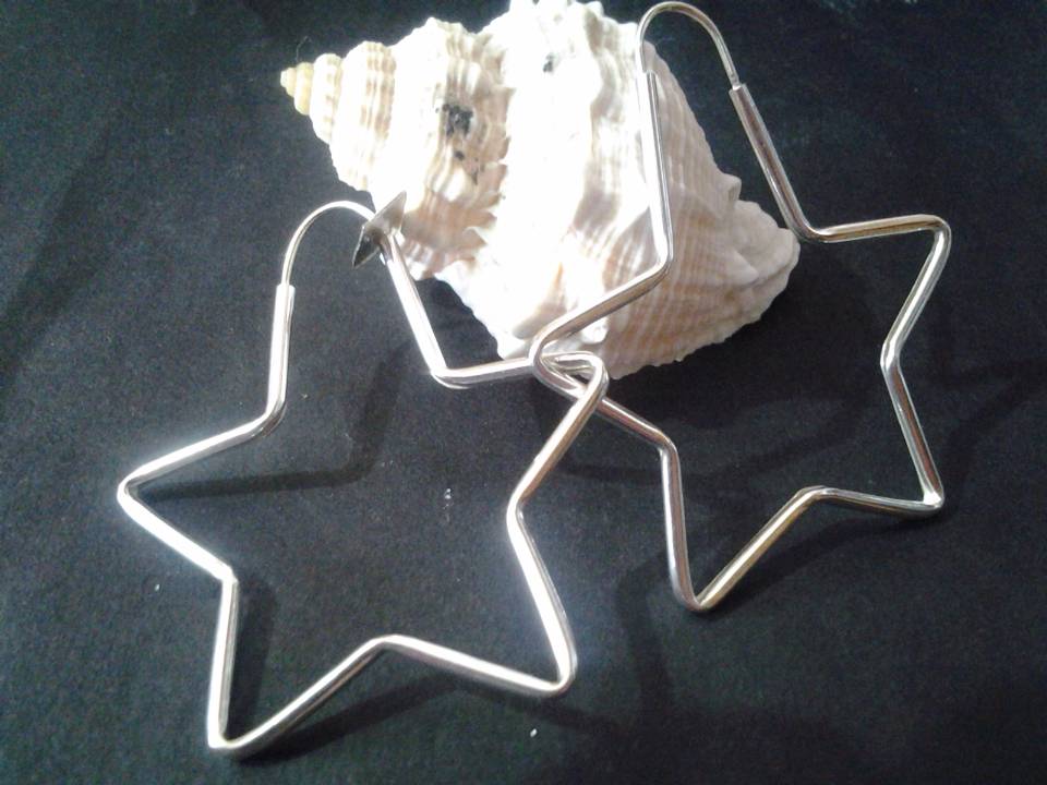 Imagen de Arracadas De Plata .925 Estrella 4.5 Cms Diametro numero 2