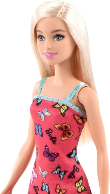 Imagen de Barbie clásica original rubia vestido rojo mariposas numero 2