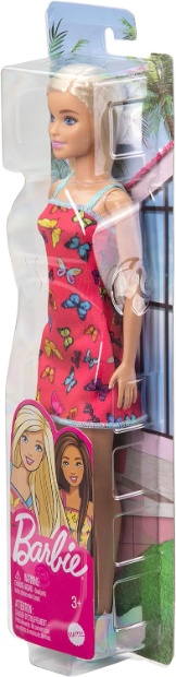 Imagen de Barbie clásica original rubia vestido rojo mariposas numero 4