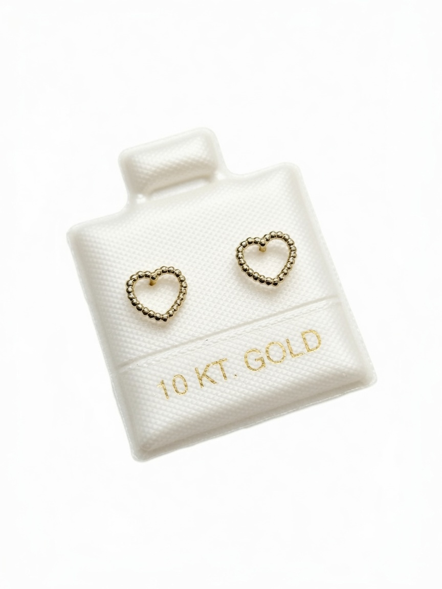 Imagen de Broqueles De Oro 10 kilates corazones contorno