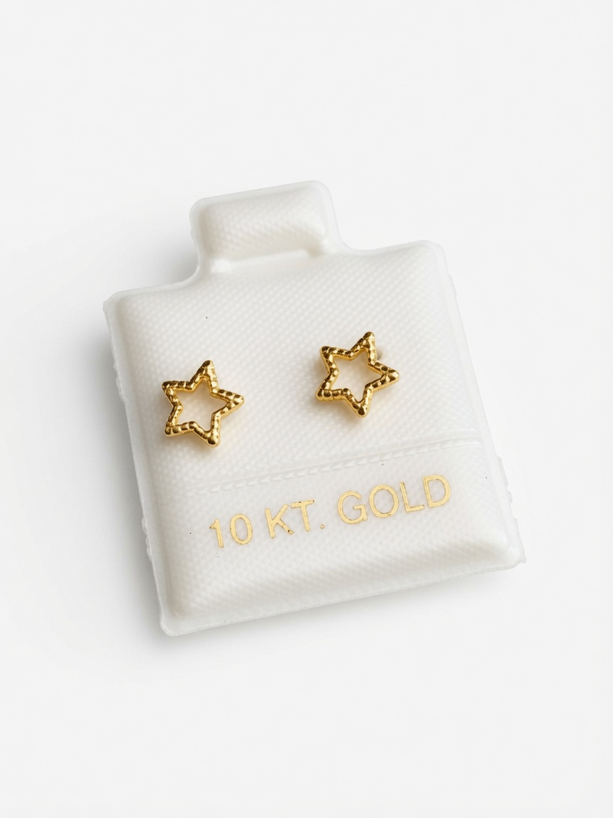 Imagen de Broqueles de Oro Figura Estrellita Contorno 10 kilates numero 1