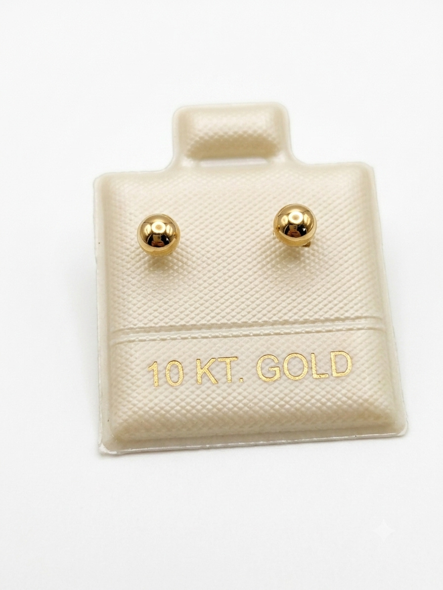 Imagen de Broqueles de Oro para Bebé Bolita de 10 kilates 3mm numero 1
