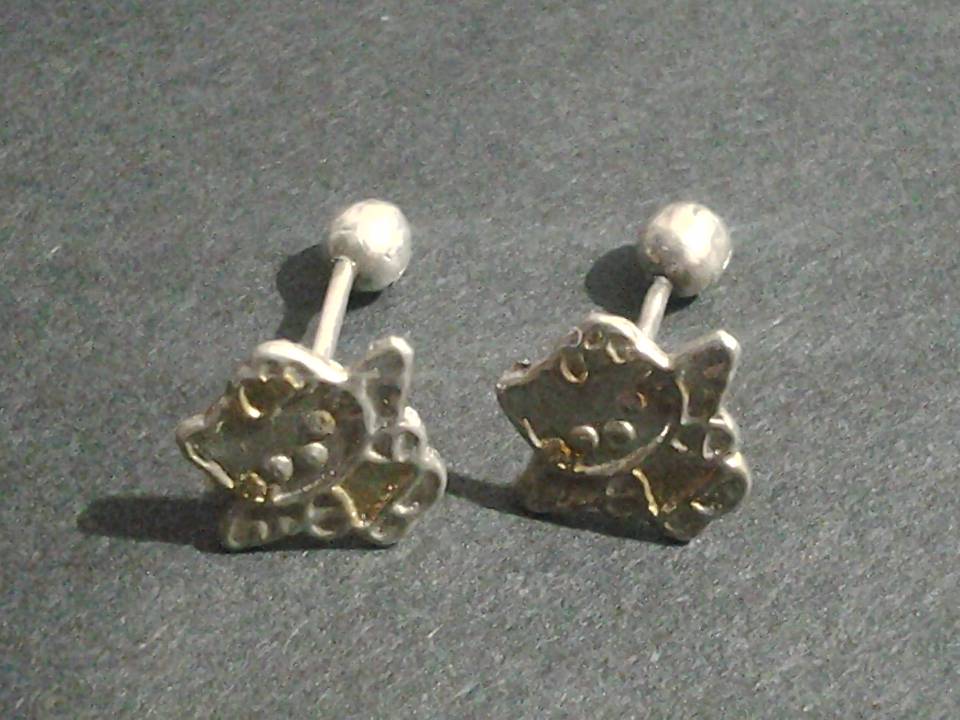 Imagen de Broqueles de plata 925 forma de kittty