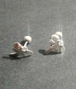 Imagen de Broqueles de plata libelula con circonia numero 0