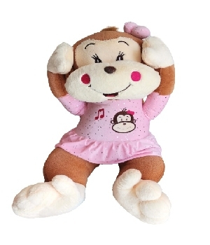 Imagen de Changa de peluche gigante con vestido rosa y bordados 1 metro doble go numero 0