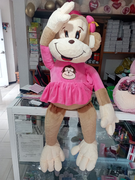 Imagen de Changa de peluche grande de vestido rosa de 120 cm
