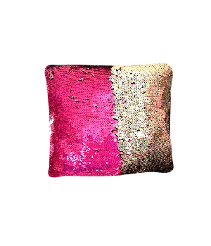 Imagen de Cojin lentejuela reversible 40x40 cms color rosa fuerte y dorado