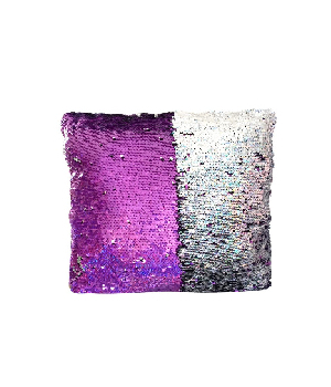 Imagen de Cojin lentejuela reversible 40x40 cms color violeta y plata