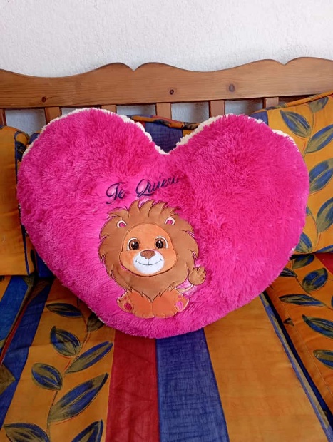 Imagen de Corazon de peluche gigante bordado de leon de 60 cms Te quiero numero 2