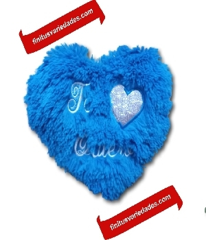 Imagen de Corazón de peluche azul bordado de 27 cms te quiero