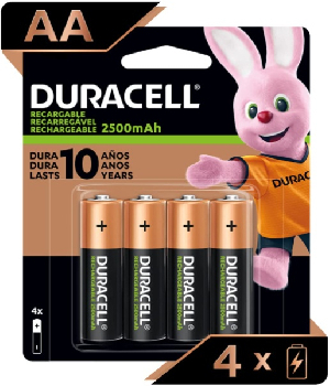 Imagen de Duracell pilas recargables AA paquete con 4 pilas