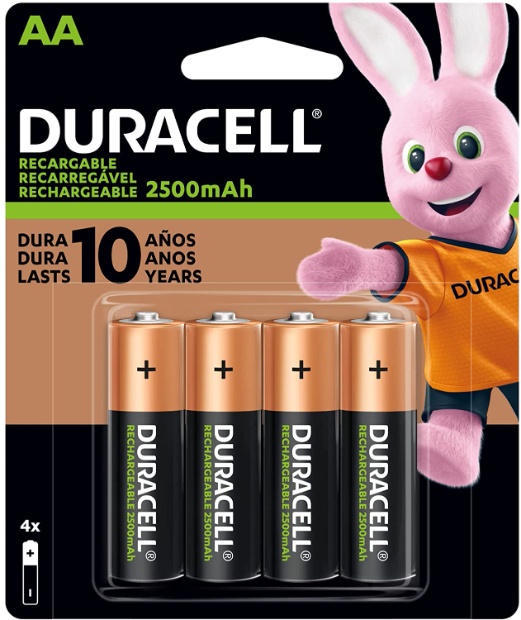 Imagen de Duracell pilas recargables AA paquete con 4 pilas numero 1