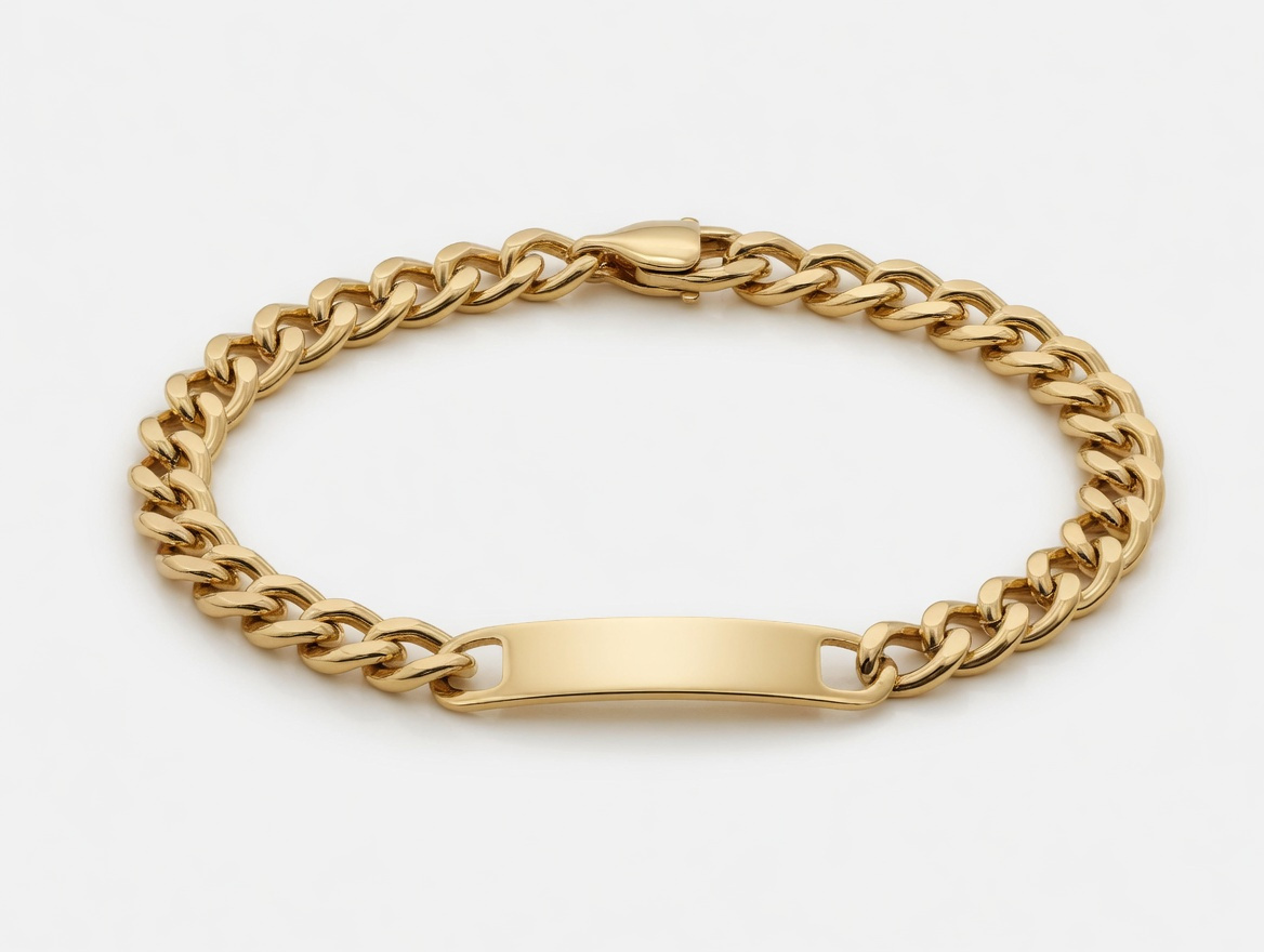 Imagen de Esclava Cubana Oro Laminado 18K con Placa - Pulsera de Acero Inoxidable 21cm numero 1