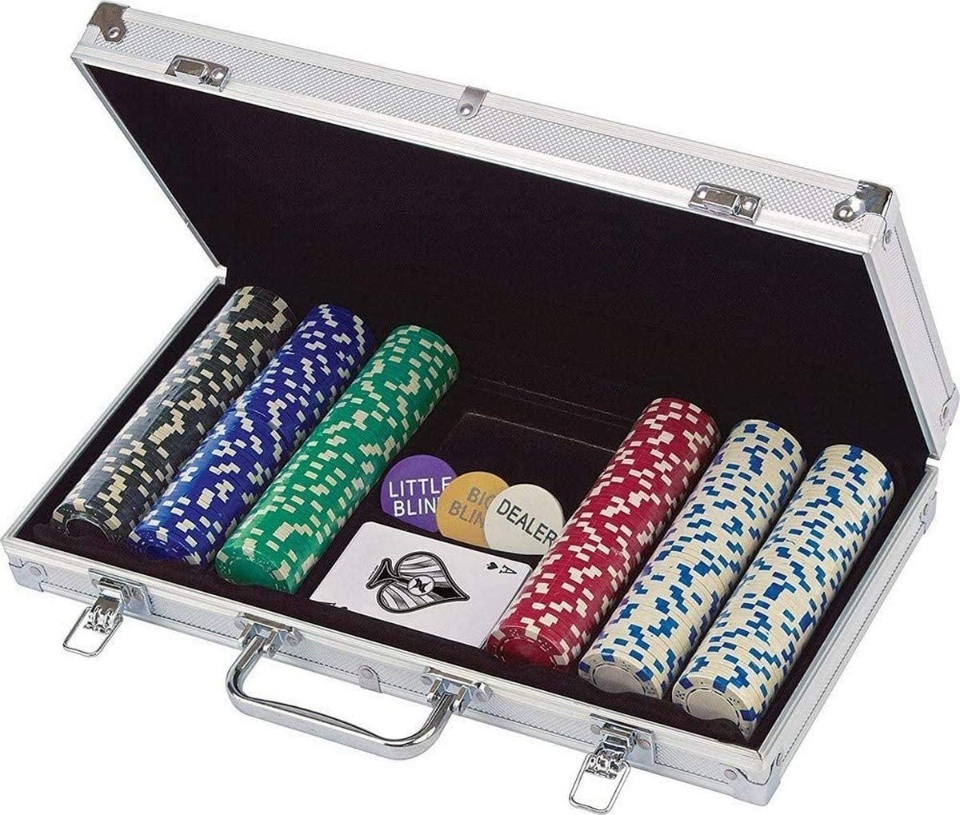Imagen de Maletin con 300 fichas de poker y baraja set completo  numero 1