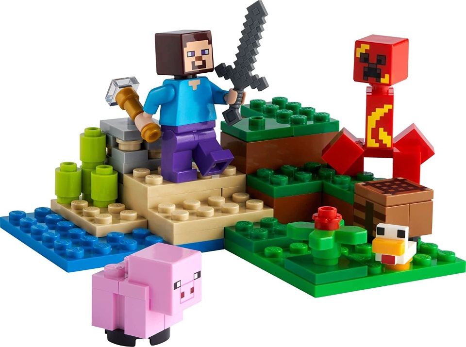 Imagen de Minecraft lego incluye a steve creeper puerco y pato numero 1