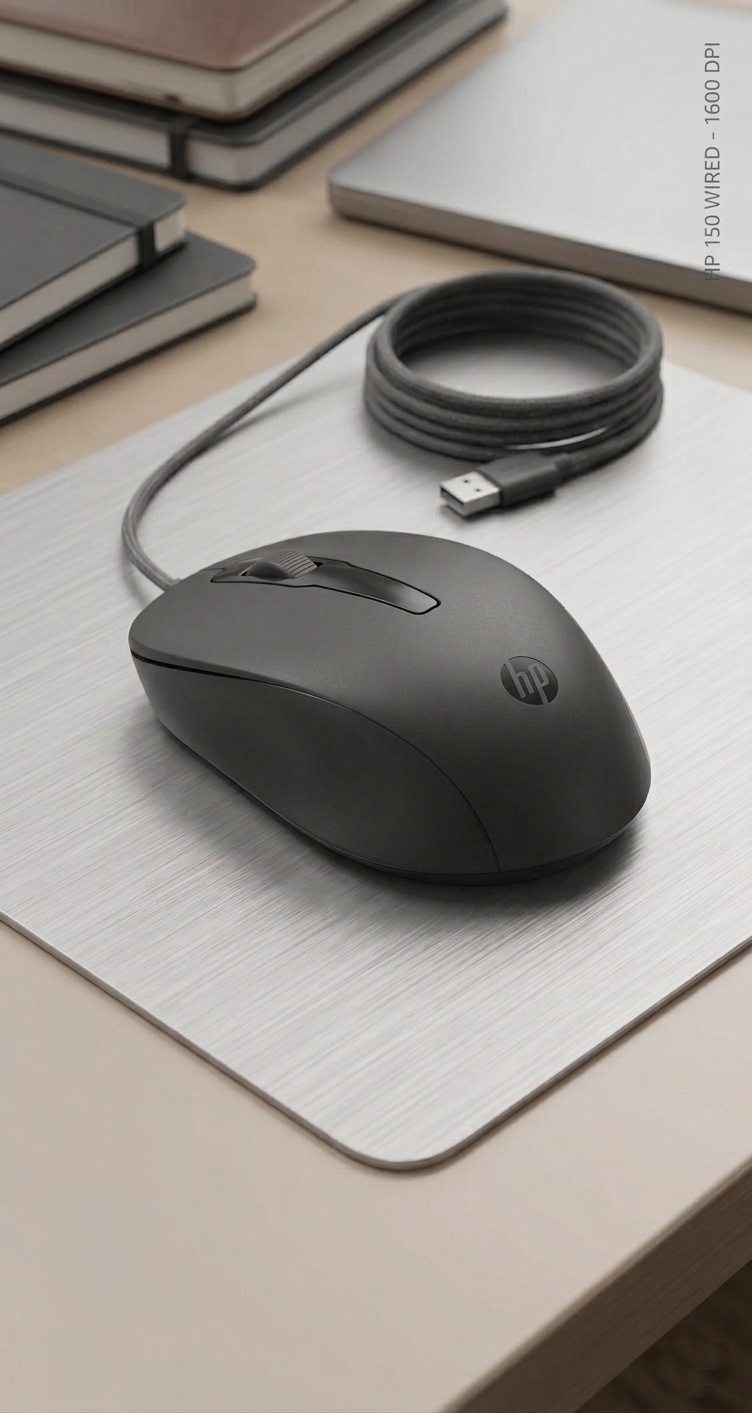 Imagen de Mouse Alámbrico HP 150  Sensor Óptico 1600 DPI Conexión USB Plug & Play numero 1