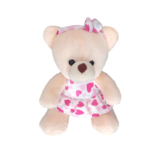 Imagen de Osa de peluche con vestido y diadema 30 cm numero 1