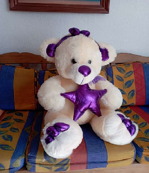 Imagen de Osa de peluche gigante color violeta con estrella 95 cms numero 0