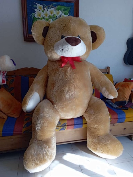 Imagen de Oso de peluche mega gigante cafe liston rojo 165 cms numero 1