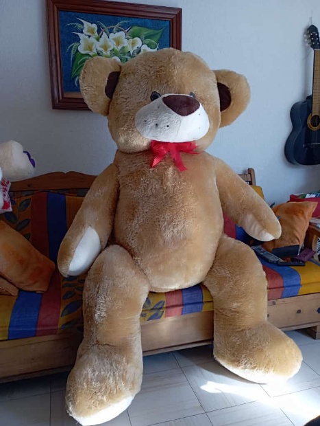 Imagen de Oso de peluche mega gigante cafe liston rojo 165 cms numero 2