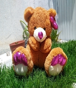 Imagen de Oso de peluche cafe violeta 60 cms sentado  numero 0