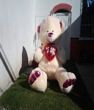 Imagen de Oso de peluche gigante blanco Te amo numero 0