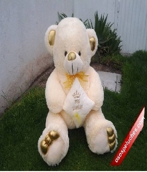Imagen de Oso de peluche grande blanco con cojín numero 0