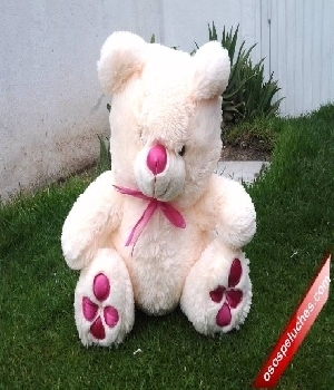 Imagen de Oso de peluche huellas rosa 50X30cms