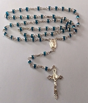 Imagen de Rosario de plata 925 cristales azules numero 0