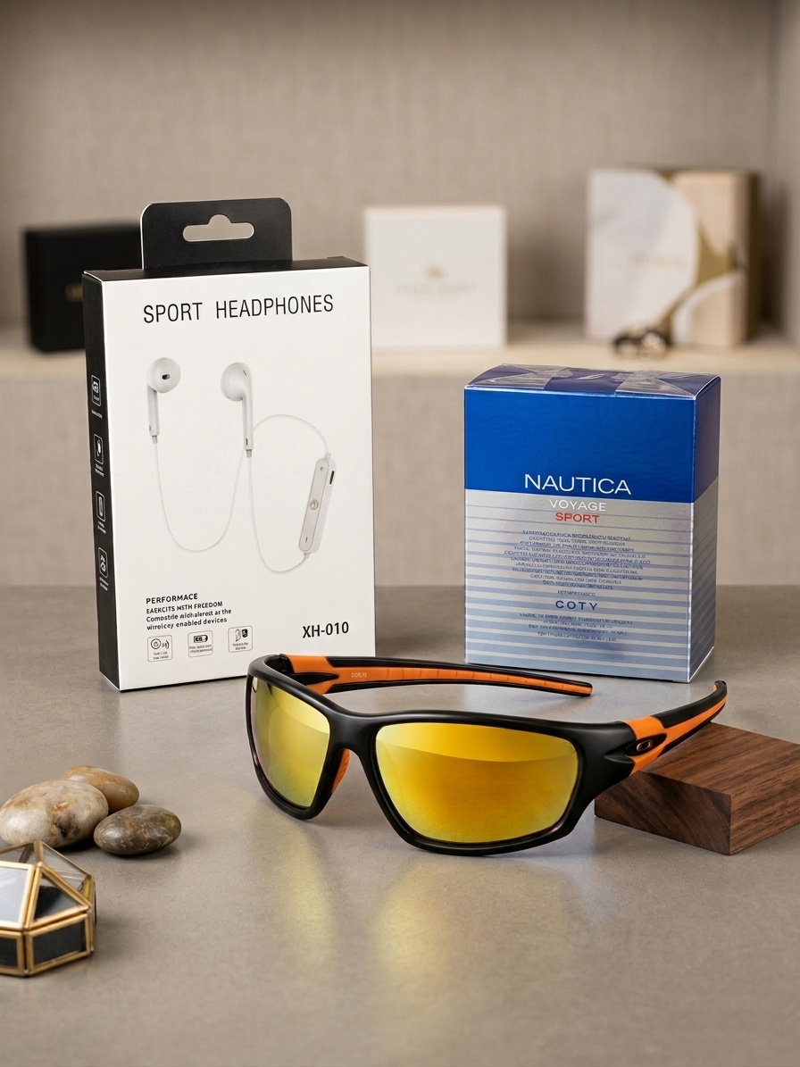 Imagen de Kit Regalo para Novio Deportista: Audífonos Bluetooth + Lentes + Perfume Nautica Voyage Sport

 numero 0