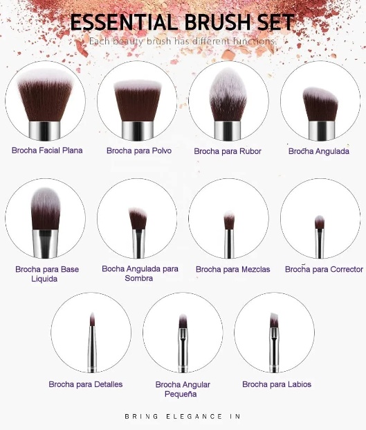 Imagen de Set de brochas de maquillaje estilo bambu diversas medidas numero 1