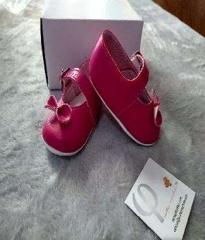 Imagen de Zapatitos para bebe rosa con moño numero 0