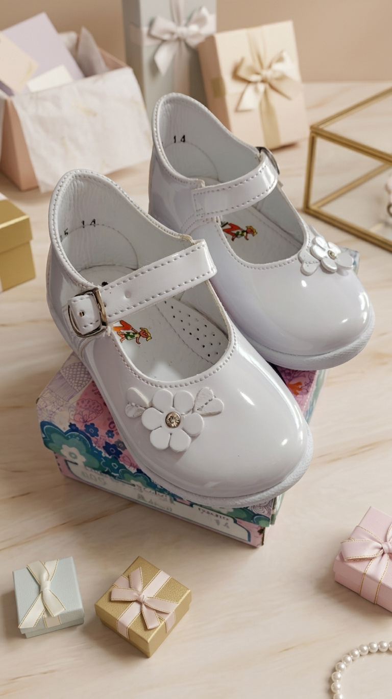 Imagen de Zapatos para Bebé Niña Blancos Talla 14 cm Primeros Pasos con Suela Antideslizante para Caminantes numero 1
